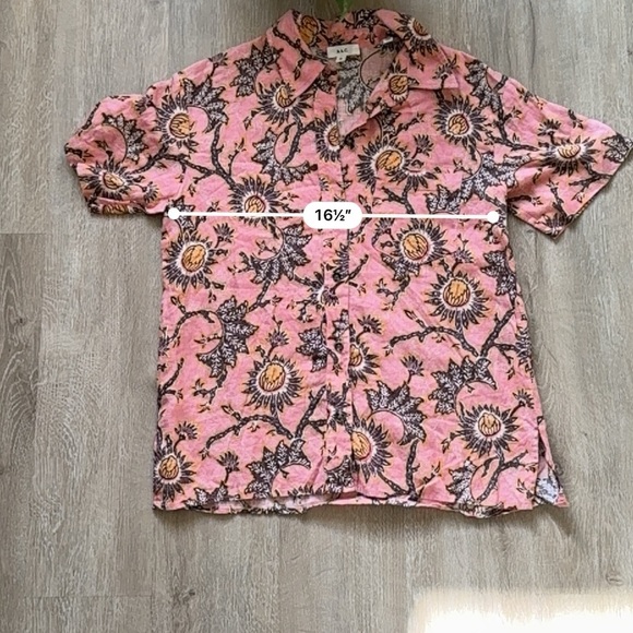 A.L.C Sterling Button Front Pink Orange Short Sleeve Top - Picture 3 of 5